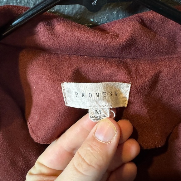 Promesa Burgundy Suede Button Front Jacket Size Medium - Picture 3 of 6